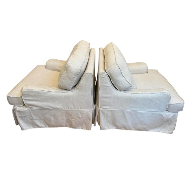 Early 21st Century Pottery Barn SoMa Hawthorne English Slip Cover Club Chair - A Pair For Sale - Image 5 of 12