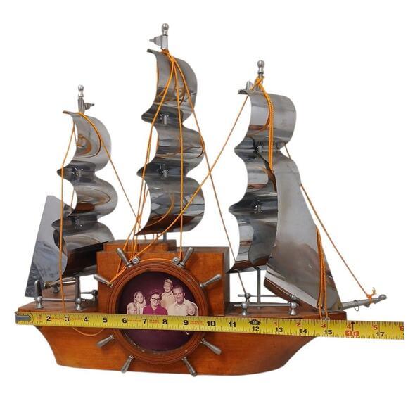 1950s Yankee Clipper Ship Wooden Sailing Boat‎ Wood Mantel Display Decor Vintage For Sale - Image 13 of 15