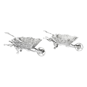 19th Century French Silver Salt Dishes in Shape of Wheelbarrows, Set of 2