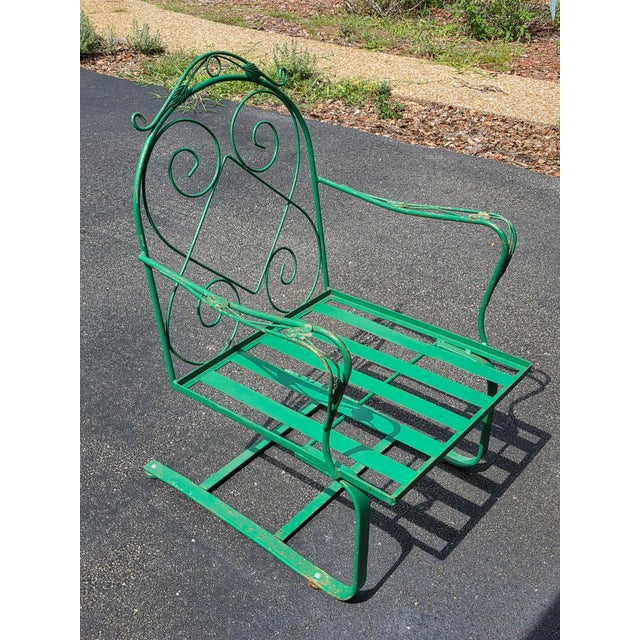Vintage Mid-Century Style Meadowcraft Wrought Iron Counterlever Lounge Chair For Sale - Image 4 of 8
