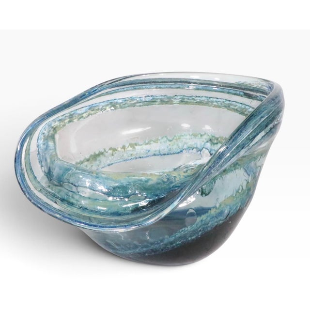 Glass Large Organic Modern Art Glass Bowl by Josh Simpson C 1973 For Sale - Image 7 of 18