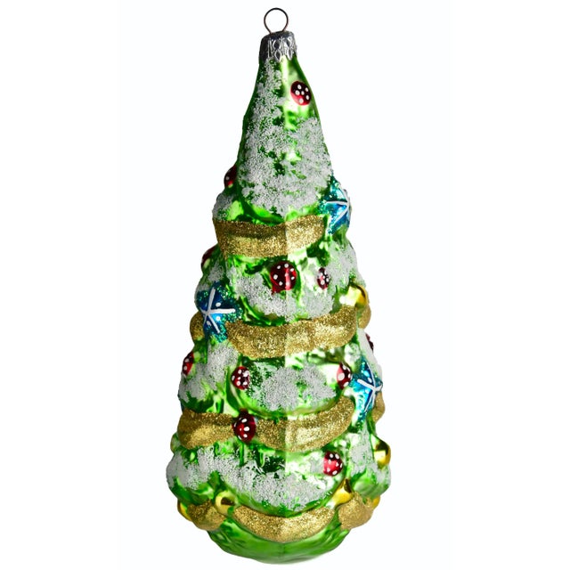 20th Century 8" Christmas Hand Blown Glass Tree Ornament For Sale - Image 4 of 4