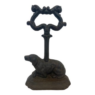 Victorian Cast Iron Lab Door Stop For Sale