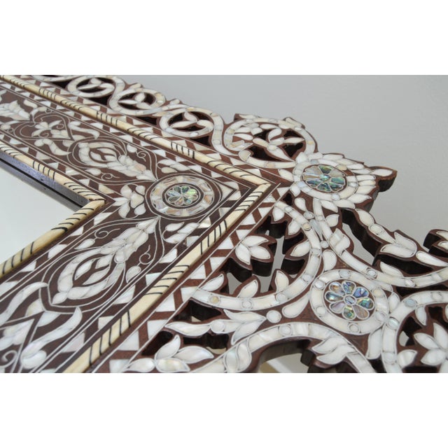 Late 20th Century Handcrafted Moorish Damascene Art Mother-Of-Pearl Mirror For Sale - Image 12 of 13