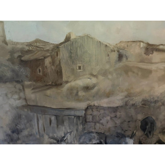 Rustic European Large Spanish Oil on Canvas - Tres Burros, Signed and Dated For Sale - Image 3 of 13