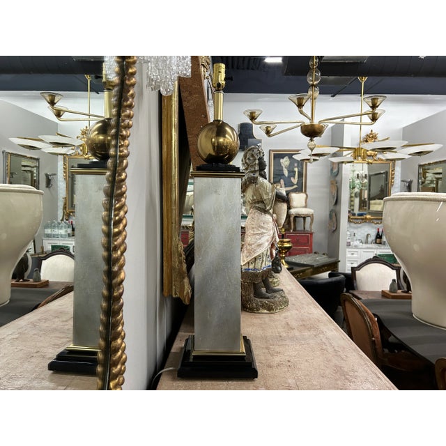 Silver Large Pair of Modernist Table Lamps For Sale - Image 8 of 10