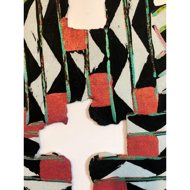 Sandy Kinnee, Abstract Modernist Colorful Mixed Media Art Screen-print Handmade Shaped Paper, c.1980's For Sale In Miami - Image 6 of 9