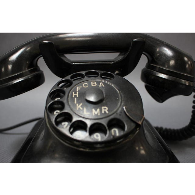 Black Mid-Century Modern Bakelitte Rottary Telephone from Tesla, 1950s For Sale - Image 8 of 10