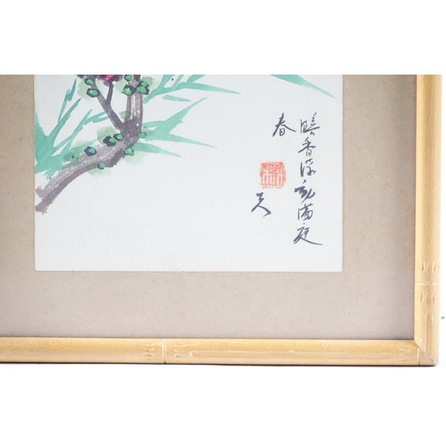 Asian Bird & Flora, Original Watercolor Painting on Paper, Signed – 10” x 22” Celebrate timeless elegance and natural...