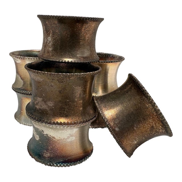 Vintage Midcentury Silver Napkin Rings, Set of Eight For Sale