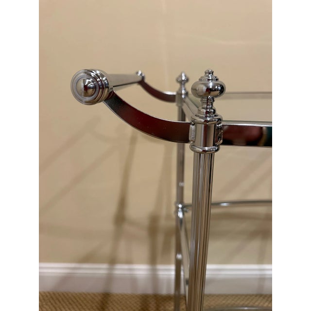 Modern Chrome & Glass 3 Tiered Bar Cart For Sale - Image 3 of 10