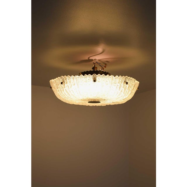1960s Scandinavian Modern Ceiling Lamp in Brass and Glass attributed to Carl Fagerlund, 1960s For Sale - Image 5 of 9