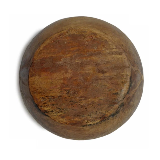 Vintage Indian Rustic Teak Wood Bowl For Sale - Image 4 of 5