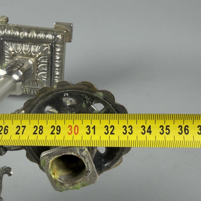 Empire Style Silver-Plated Bronze 6-Light Candelabras, 20th Century, Set of 2 For Sale - Image 13 of 15