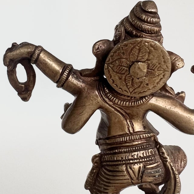 Vintage Indian Brass Dancing Ganesha Figurine on Lotus Base For Sale - Image 11 of 12