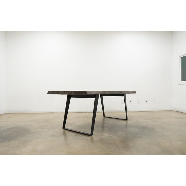 2020s Crate & Barrel Yukon Weathered Grey Live Edge Solid Wood Dining Table For Sale - Image 5 of 11