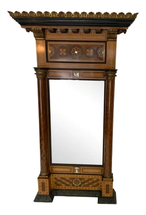 19th Century Marquetry Mirror With Inlaid Mother of Pearl