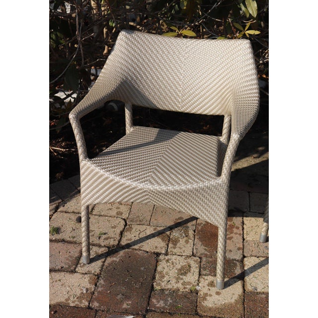 Contemporary Janice Feldman for Janus Et Cie Amari Outdoor Low Back Lounge Chairs - Pair - Limestone Finish For Sale - Image 3 of 6