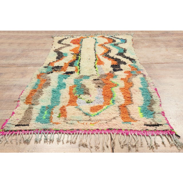 Vintage Azilal Boucherouite Moroccan Rug, 03'04 X 07'10 For Sale - Image 9 of 10