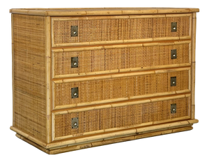 Wicker and Bamboo Chest of Drawers by Dal Vera, 1970s