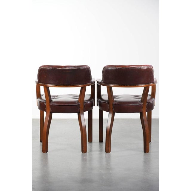 English Style Dark Brown Cowhide Chesterfield Chairs, Set of 2 For Sale - Image 3 of 15