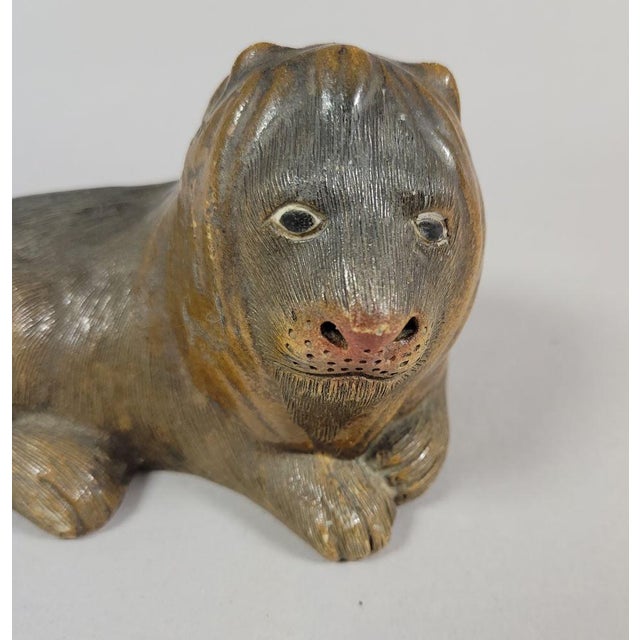 Figurative Antique Staffordshire Recumbent Lion Figurine For Sale - Image 3 of 9