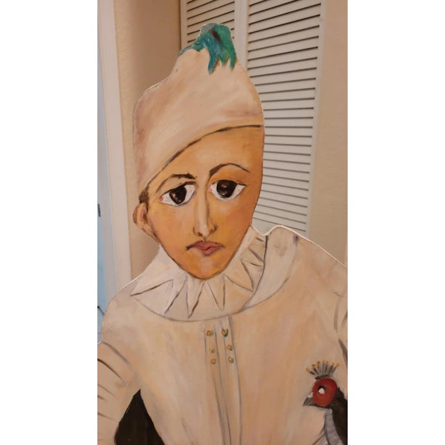 Figurative Vintage Folk Art Trompe L'oeil Standing Wood Sculpture For Sale - Image 3 of 9