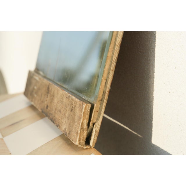 Primitive Antique Bathroom Mirror With Beveled Edge and Rich Patina on Wood Frame For Sale - Image 9 of 18