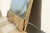 Primitive Antique Bathroom Shaving Mirror With Beveled Edge and Rich Patina on Wood Frame For Sale - Image 9 of 18