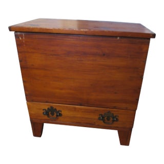 Antique Primitive Sheraton Sugar Chest Pine Wood Storage Chest For Sale