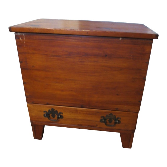 Antique Primitive Sheraton Sugar Chest Pine Wood Storage Chest For Sale