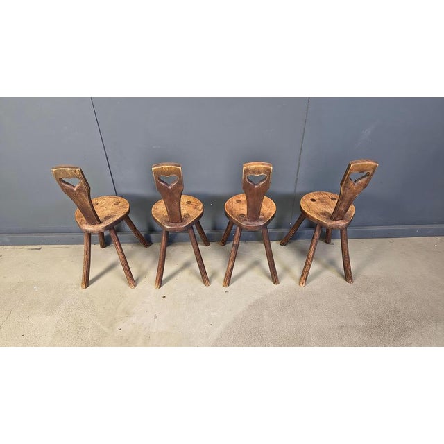 Wood Vintage Brutalist Heart-Shaped Chairs, 1960s, Set of 4 For Sale - Image 7 of 15