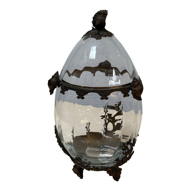 Castilian Imports Crystal + Brass Egg For Sale