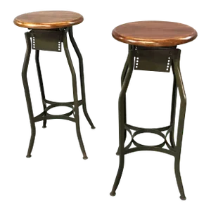 Pair of Industrial Height Adjustable Toledo Shop Stools