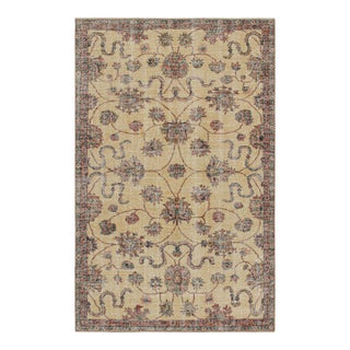 1960s Vintage Zeki Müren Rug in Cream With Floral Patterns, by Rug & Kilim For Sale