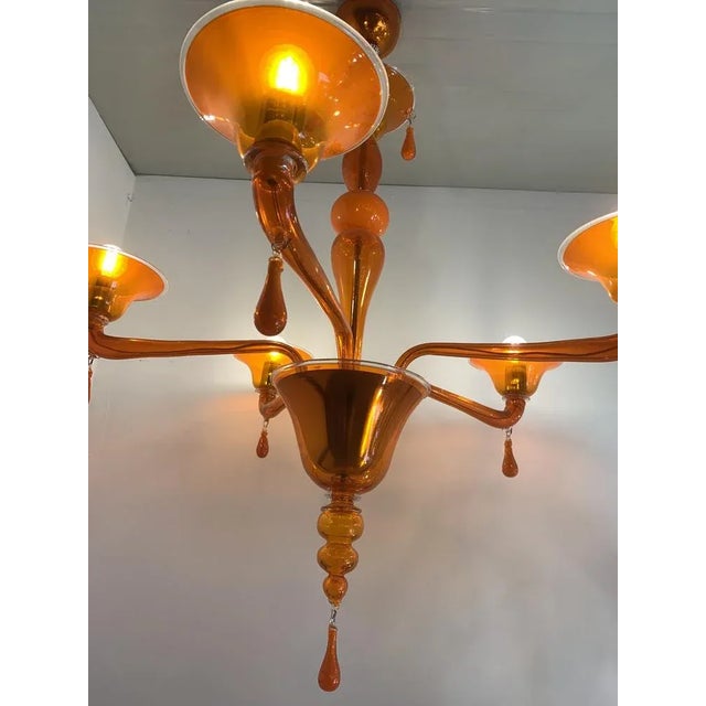 Contemporary Translucent Orange Glass Chandelier from Simoeng For Sale - Image 3 of 10
