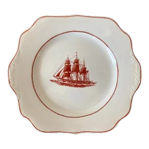 Mid 20th Century English Porcelain Wedgwood Sailing Ship Nautical Jewelry Dish for Desk or Vanity
