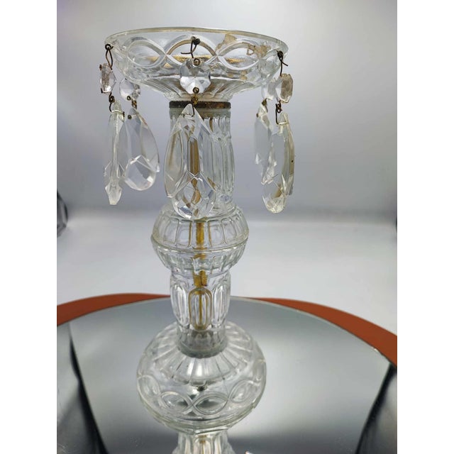 Vintage Glass Candleholder with Crystals, 1970s For Sale - Image 7 of 7
