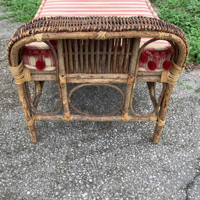 Wood Vintage Boho Rustic Bent Branch Ottoman With Tasseled Cushion For Sale - Image 7 of 12