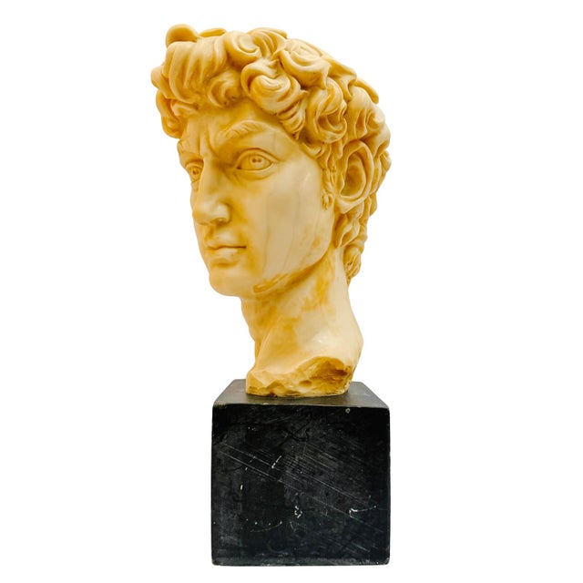 Renaissance Mid-Century Italian Michelangelo’s David Bust Sculpture on Stone Plinth Base by Santini For Sale - Image 3 of 10