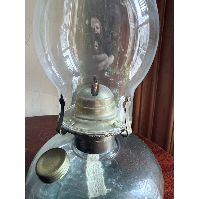 1960s Vintage Mid-Century 1960s Chamber Style Oil Lamp Hurricane Lamp For Sale - Image 5 of 13