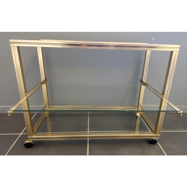 Vintage Storage Unit in Gold-Plated Metal and Glass by Pierre Vandel, 1970s For Sale - Image 3 of 16