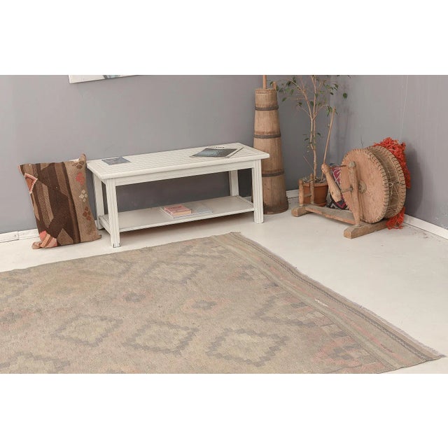 Mid 20th Century Mid 20th Century Washed Out Vintage Embroidered Kilim For Sale In Los Angeles - Image 6 of 7