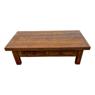 Mid-Century Dutch Oak Coffee Table with Drawers, 1970s For Sale