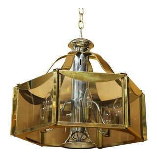 Fredrick Raymond Mid Century Majesty Moderm Brass and Chrome Chandelier For Sale