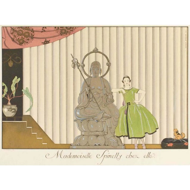 Mademoiselle Spinelly chez elle - Original Pochoir by G. Barbier - 1920 1921 For Sale