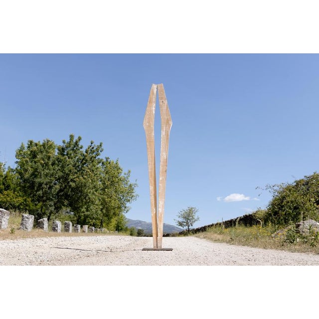 Signes White Sculpture in Natural Wood by Jean-Baptiste Van Den Heede Numbered and signed Dimensions: D 35 x W 198 x H 30...