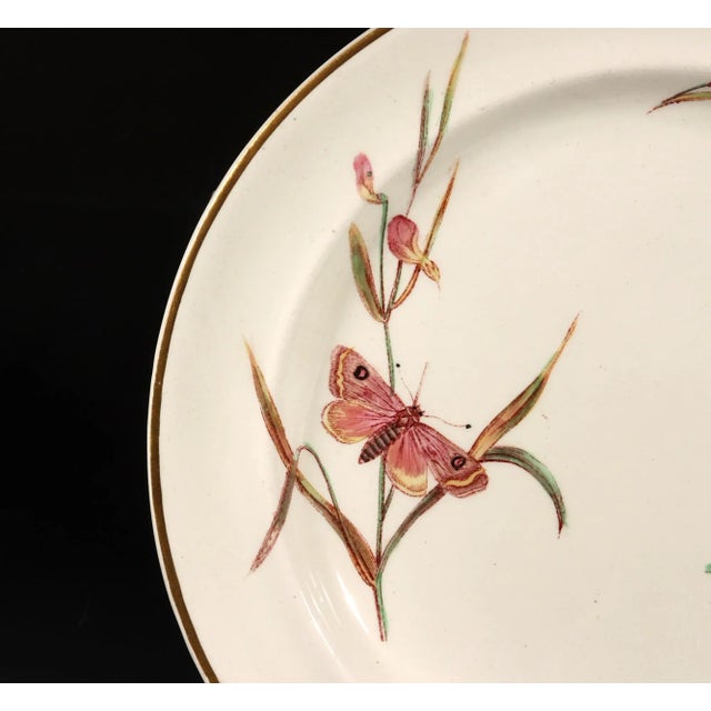 Wedgwood Creamware Hummingbird, Butterfly and Flowers Plates, Pattern No. 7961, Set of Three Etruria, Staffordshire, Dated 1868 For Sale - Image 9 of 12