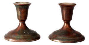 Vintage International Silver Copper Finish Candlesticks Pair
