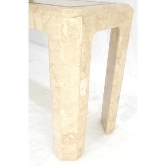 Tessellated Travertine Inlayed Top Console Sofa Table Mid Century Modern For Sale - Image 6 of 11
